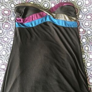 Strapless black top.